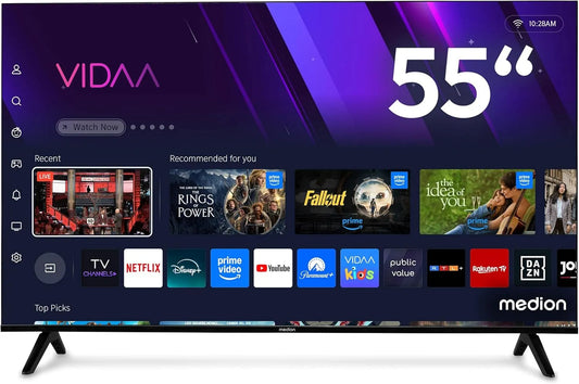 MEDION 138 MD 855601 Smart TV, 138,8cm, Bluetooth-connectiviteit, QLED Ultra HD TV, Dolby Vision HDR, VIDAA Store, Prime Video, Dolby Atmos