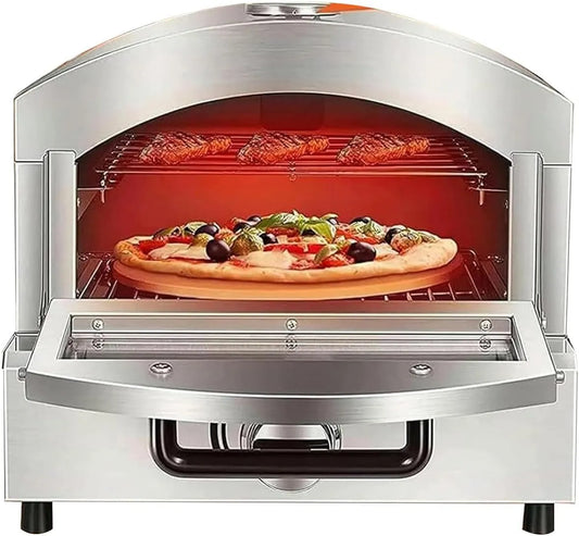 Pizzaoven, Commerciële pizza-ovens voor op het aanrecht, dubbellaags roestvrijstalen broodrooster, elektrische pizza-oven