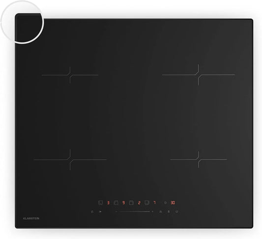 Klarstein inductiekookplaat, 7000 W, 60 cm, 4 zones, timer, Velaire, 7000 W Boost, touch-schuifregelaar, minimalistisch design
