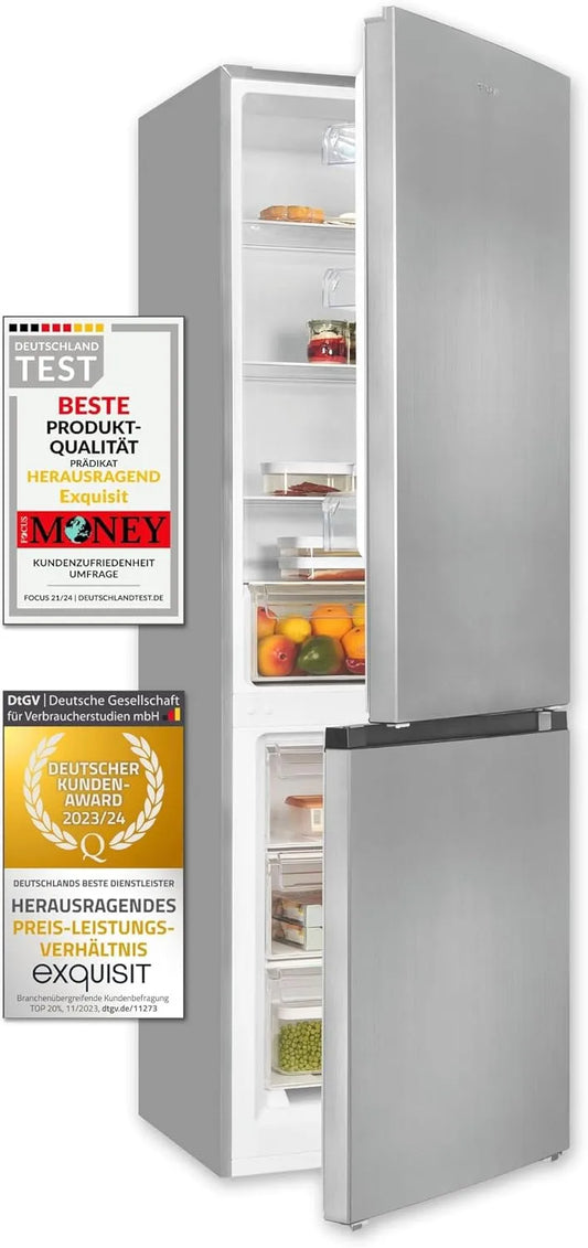 Exquisit KGC320-95-E-040C koel-vriescombinatie, 315 l, 60 cm, 315 l netto-inhoud, deuraanslag verwisselbaar