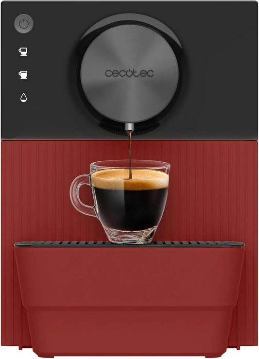 Cecotec koffiemachine, 1350 W, 19 bar, Cremmaet Cube Red Compact koffiezetapparaat, professionele prestaties, thermoblock-systeem, touch-bediening
