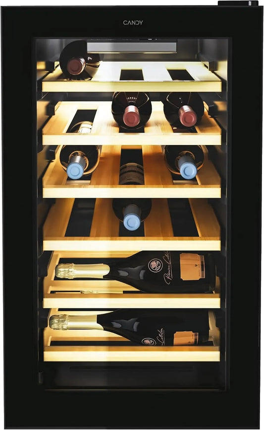 Candy CWCEL 210/NF B 70, 40 cm, 70 × 54,5 × 40 cm, DiVino Wijnrek, 21 flessen met glazen deur, elektronische bediening
