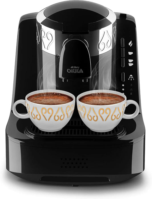 Koffiemachine, Arzum Okka Turkse Koffiezetapparaat, Compact Ontwerp, Gemakkelijk Schoon te Maken, Energiezuinige Prestaties, Zwart-Zilver
