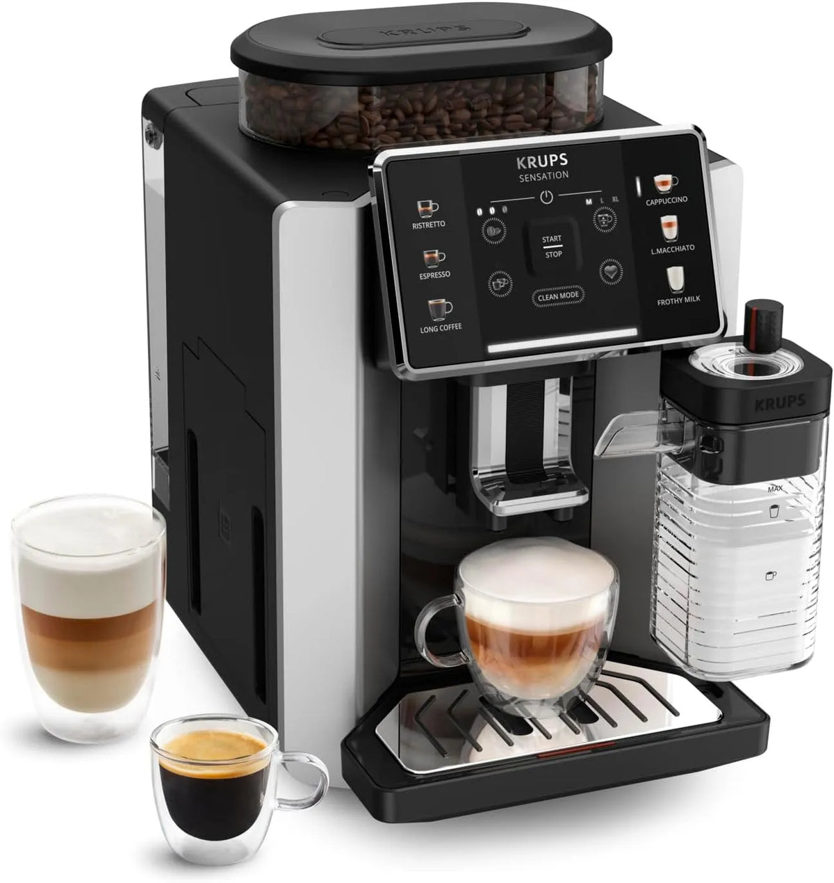 Krups EA912E volautomatische koffiemachine, automatische werking, Sensation Milk, perfecte smaak