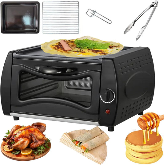 Pizzaoven, 2100w, Elektrische Roti-maker Met Temperatuurregeling/visuele Glas/hete Bovenste Plaatdeur, Bakplaat/bakrek/ladehandgreep, 2100w square