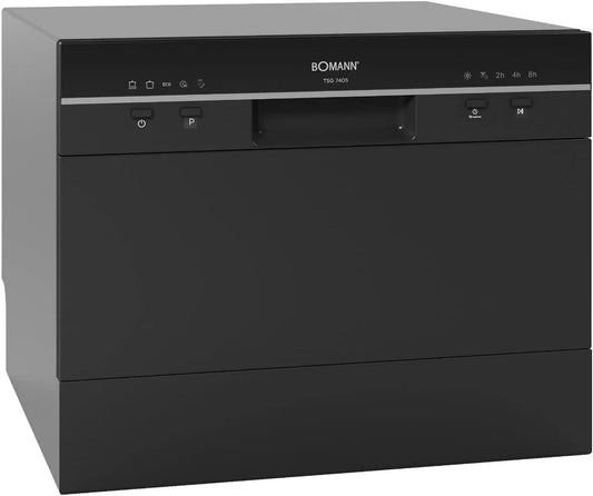 Bomann TSG7405 vaatwasser, 47 dB, 240 V, 20 kg, 5 programma's, automatische werking, compacte -zwart, elegant design, automatische deuropening