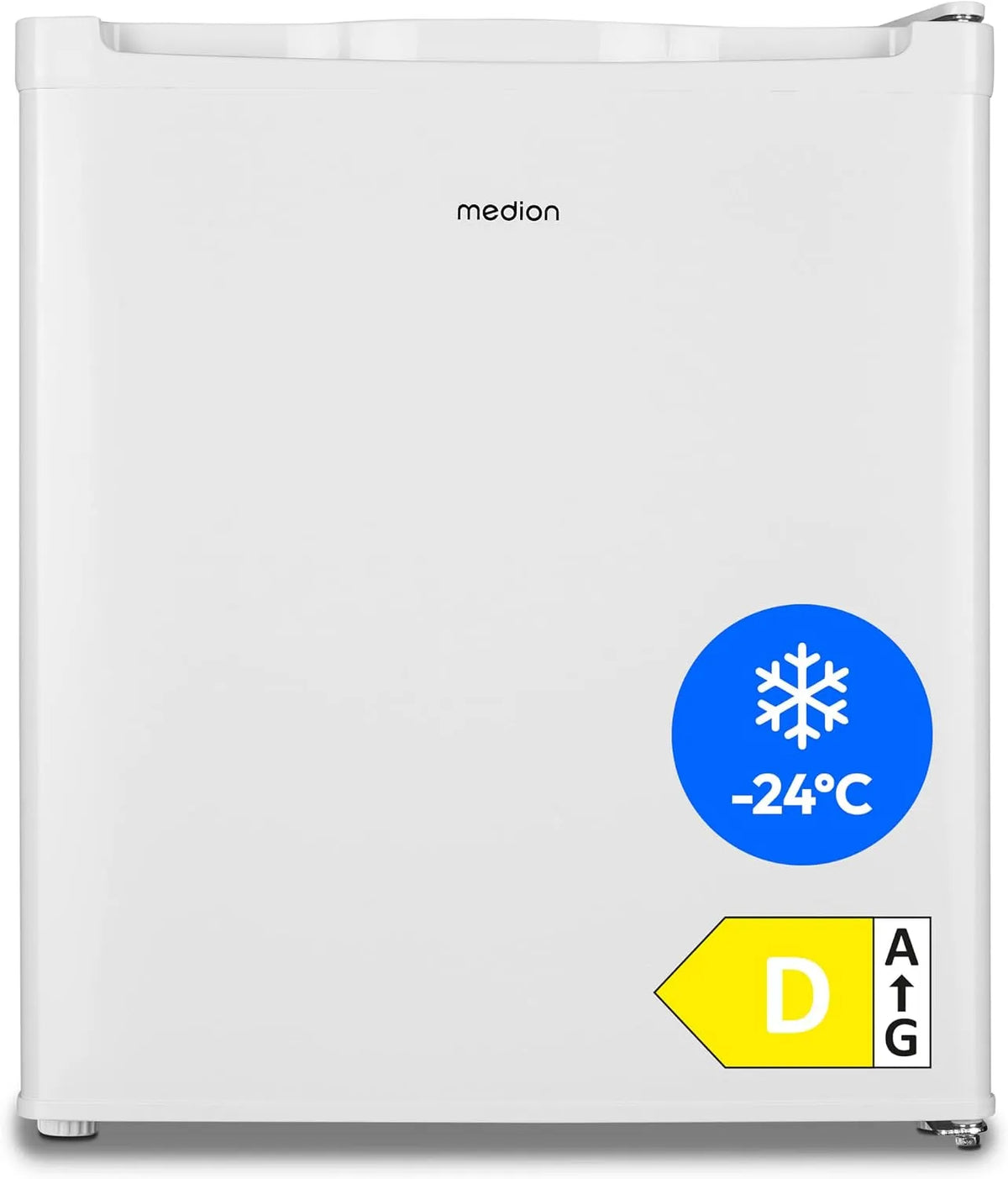 MD37675 vriezer, 51 cm, instelbare temperatuur, MEDION Mini, 33 liter bruikbare inhoud, in hoogte verstelbare voetjes, verzonken greep