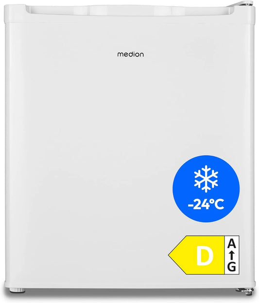 MD37675 vriezer, 51 cm, instelbare temperatuur, MEDION Mini, 33 liter bruikbare inhoud, in hoogte verstelbare voetjes, verzonken greep