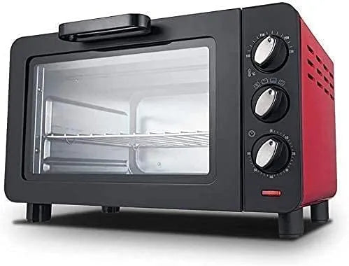 Elektrische oven, timer, 15 liter mini-oven, zwart met timer, kleine voor het bakken in de caravan