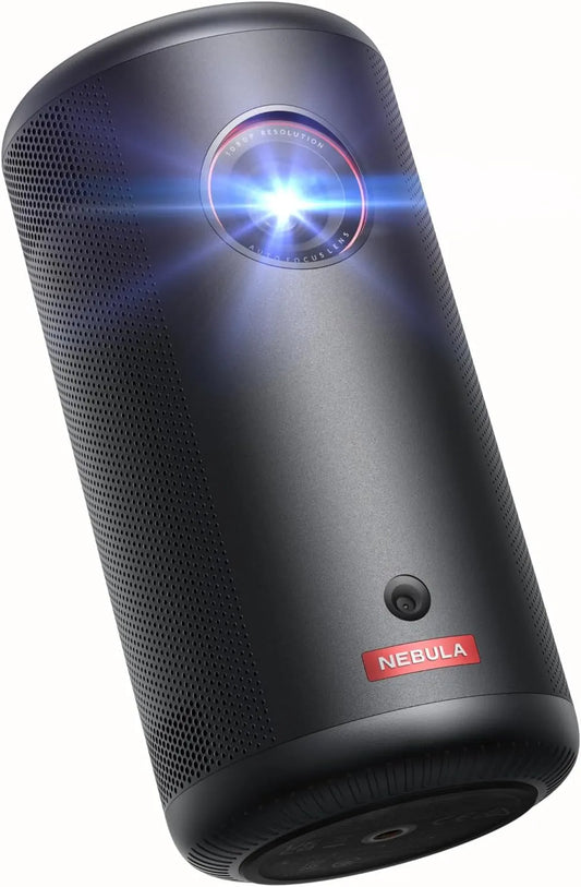 Projector, 200 ANSI, 1080p, draadloos gebruik, wifi-bediening, Nebula Capsule 3 1080p, slimme, draagbare met 200 ANSI-lumen, officiële Google TV