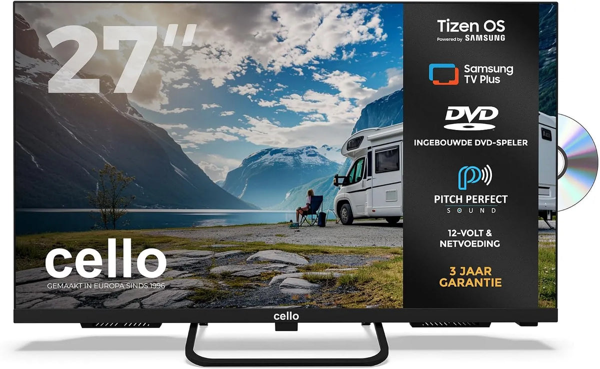 Samsung CTRAV-27TZF LED 12V IPL-ontharingsapparaat, 27 inch, Bluetooth-connectiviteit, Cello 27 inch Smart Traveller TV/DVD met Tizen OS van