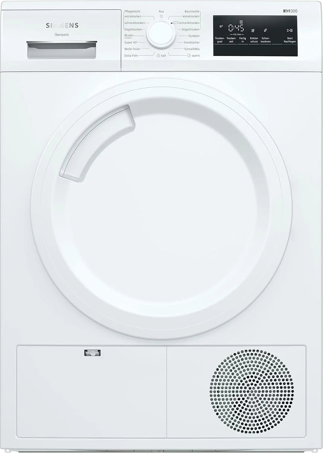 Siemens WT43HV03 wasdroger, 60 cm, digitaal display, iQ300, warmtepompdroger met 7 kg inhoud, multiTouch led-display, outdoor-programma