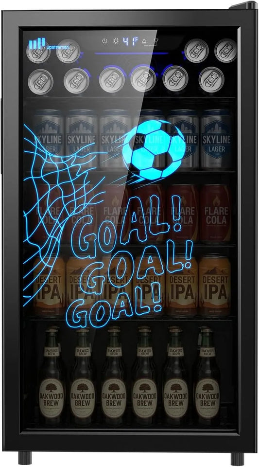 Koelkast, Upstreman 91L Drank met Glazen Deur, Mini voor 126 Blikjes, Voetbal Editie, Wijn & Frisdrank, voor Thuis