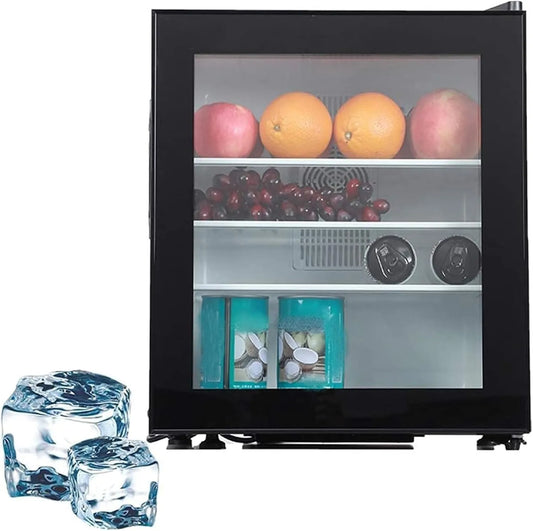 Vriezer, 30l compacte staande met glazen deur en slot, tafeltop mini- voor kantoor, klein appartement, ruimtebesparend ontwerp