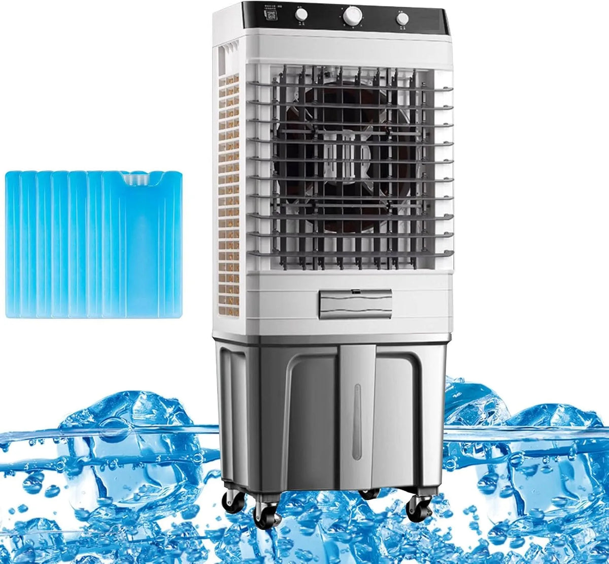 Airconditioner, Mobiele, Commerciële verdampingsluchtkoeler met ventilator, 3-in-1 draagbare met grote watertank van 50 liter