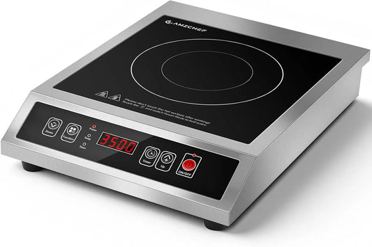 Inductiekookplaat, 3500 W, 10 standen, digitaal display, timer, AMZCHEF Commerciële, professionele inductieplaat voor horeca en catering