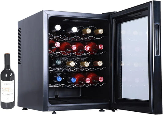 Wijnkoelkast, touchbediening, 48 liter, 20 flessenkoeler met touchscreen-bediening, glazen deur, compacte drankenkelder voor thuisgebruik