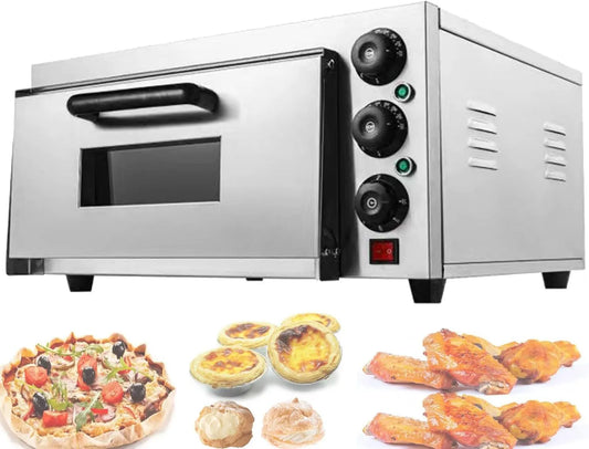 Pizzaoven, roestvrijstalen behuizing, Voor Op Het Aanrecht, Mini-Oven, Draagbare Oven, Pizzamaker Broodroosteroven Tafelmodel