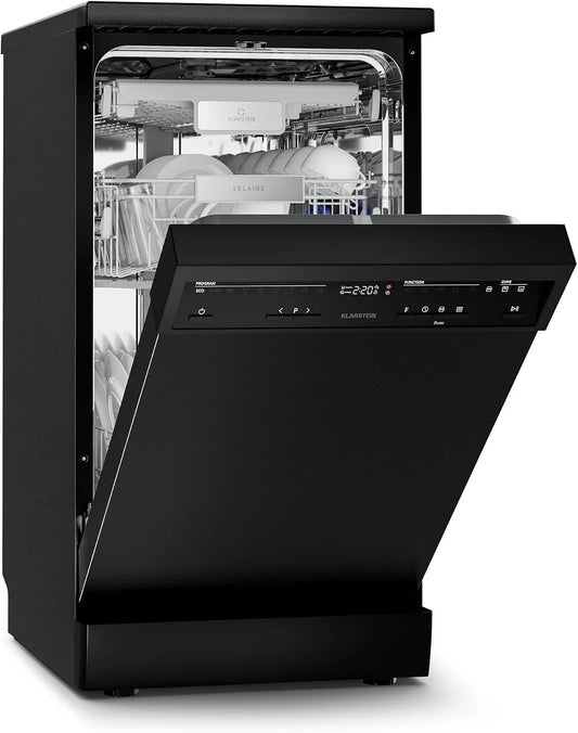 Klarstein vaatwasser, 42 dB, 9 programma's, stille werking, Velaire 45cm, B Energy Class, Compact Ontwerp