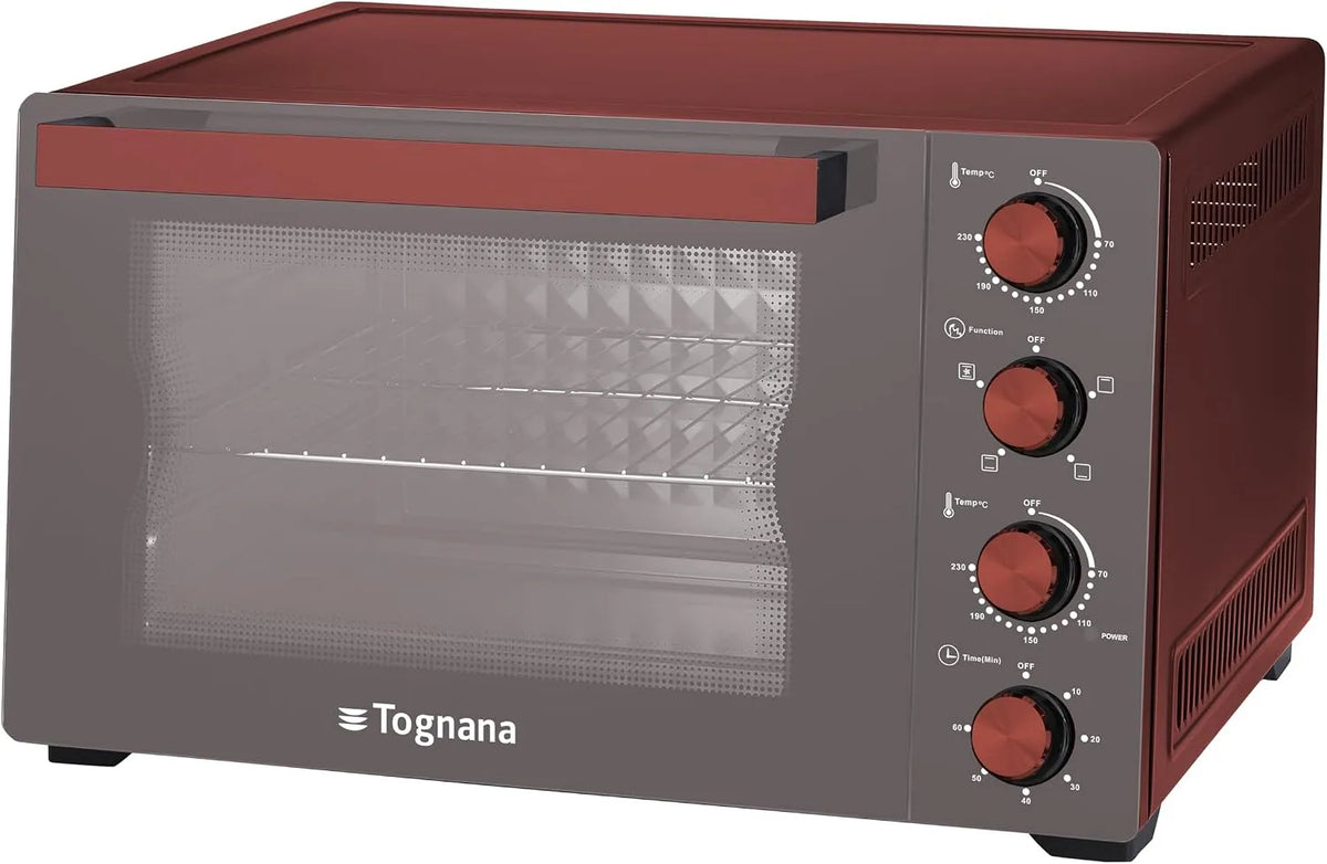 Elektrische oven, Tognana Iridea 35 L, aluminium en glas, bakfuncties met temperatuur- en tijdregeling
