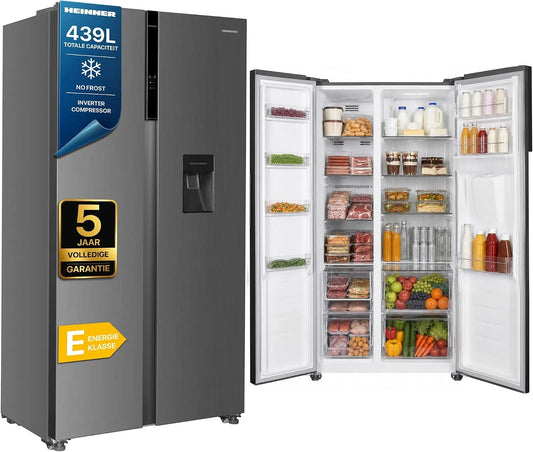 HSBS-H439NFXWDE koelkast, 439 L, No Frost, digitaal display, No Frost-technologie, invertermotor, Side-by-Side 439 L, Full No Frost, LED Touch Display