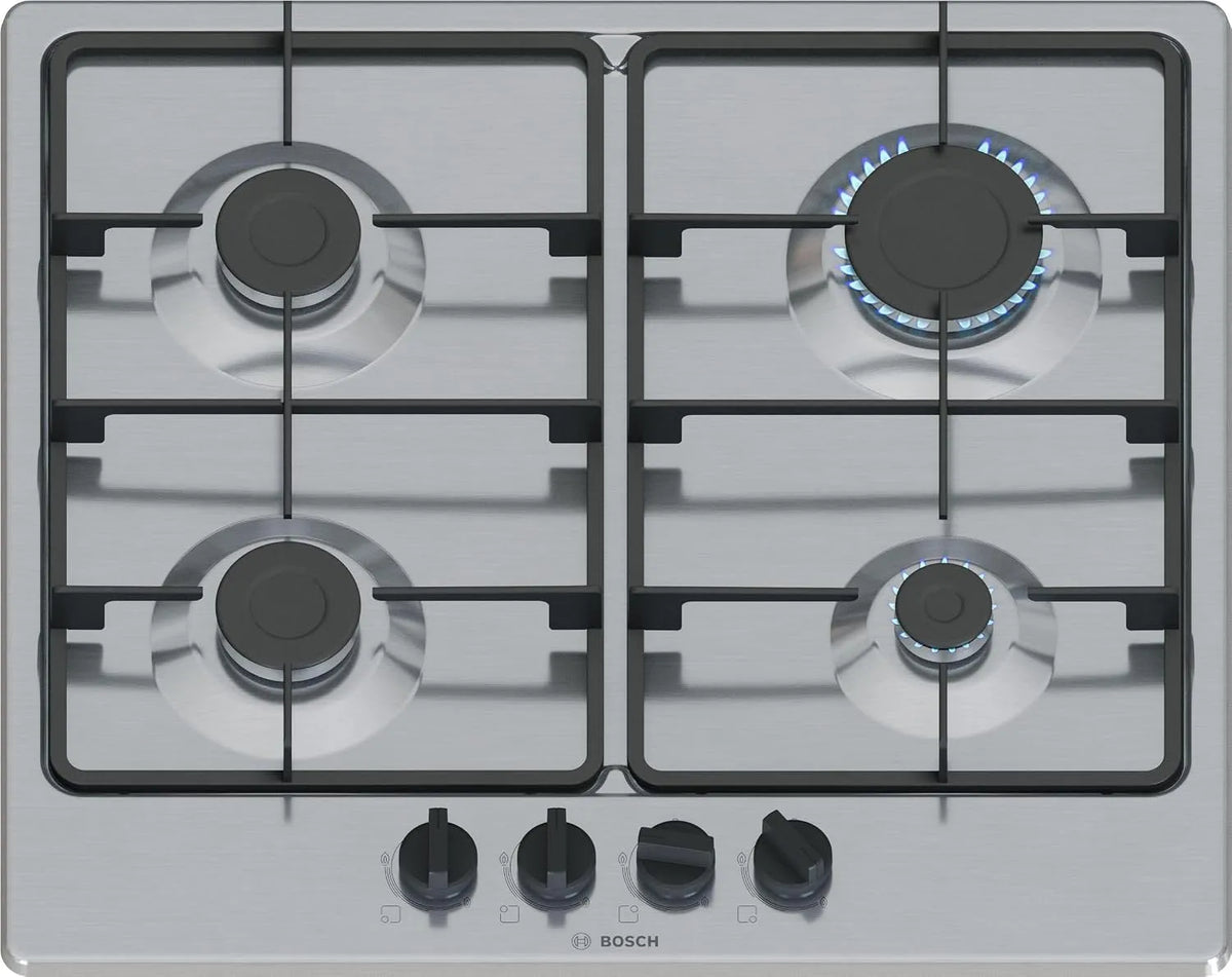 Bosch PGP6B5K60 gaskookplaat, 60 cm, 4 branders, roestvrijstalen behuizing, Serie 4 60 cm 4 branders roestvrij staal
