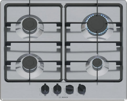 Bosch PGP6B5K60 gaskookplaat, 60 cm, 4 branders, roestvrijstalen behuizing, Serie 4 60 cm 4 branders roestvrij staal