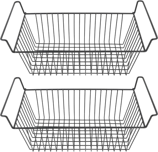 Vriezer, Organizer Bakken, 2-pack Stapelbare Draadopslagmand met Ingebouwde Handgrepen voor Diepvrieskist, Staande, L63cm X B27cm X H29cm