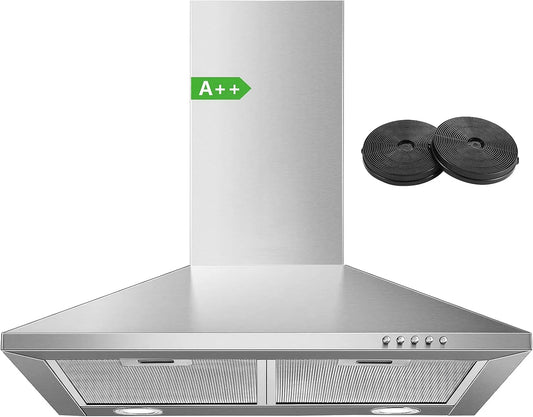 Afzuigkap, 60 cm, SNDOAS 60 cm, Roestvrijstaal Wand, keukenventilatie met instelbare afzuigstanden
