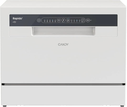 Candy 6E51LW vaatwasser, CP Kleine en compacte, halve lading, weergave voor zout en glansspoelmiddel, weergave voor cyclus-einde