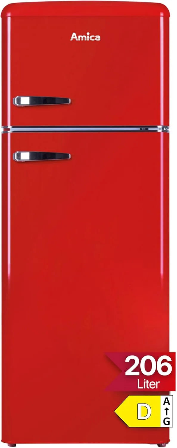 Amica DTR 374 koel-vriescombinatie, 144 cm, 190 R Koel-/vriescombinatie in retro design, energie-efficiëntieklasse D