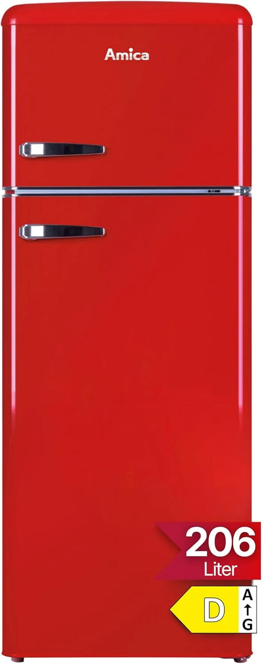 Amica DTR 374 koel-vriescombinatie, 144 cm, 190 R Koel-/vriescombinatie in retro design, energie-efficiëntieklasse D