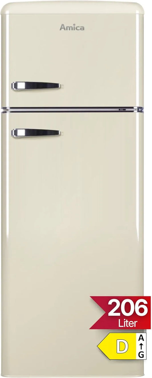 Amica koel-vriescombinatie, 206 l, 62 cm, 144 x 55 x 62 cm, Retro