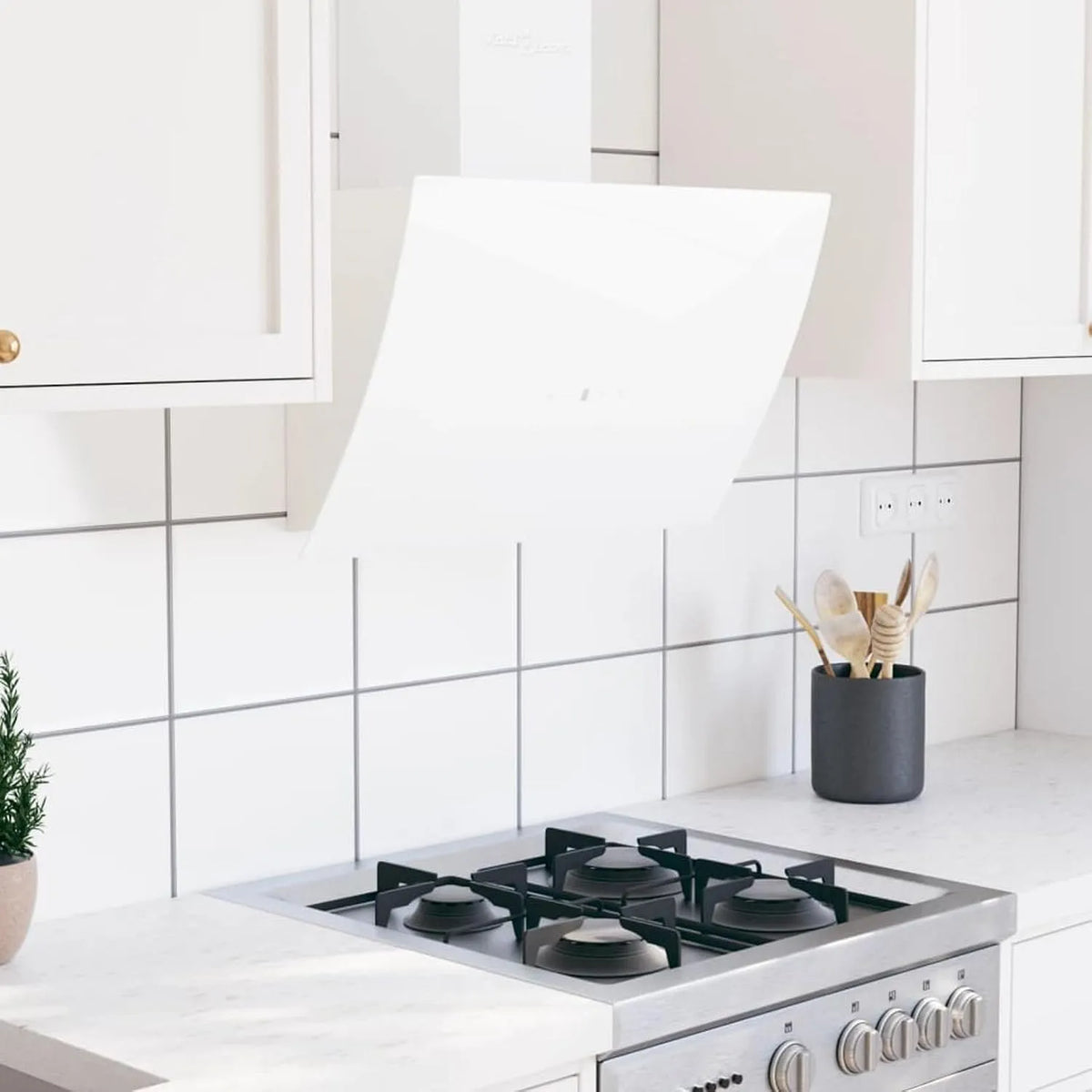 Afzuigkap, 60 cm, gehard glas, Gecheer voor keuken, van staal en gehard glas