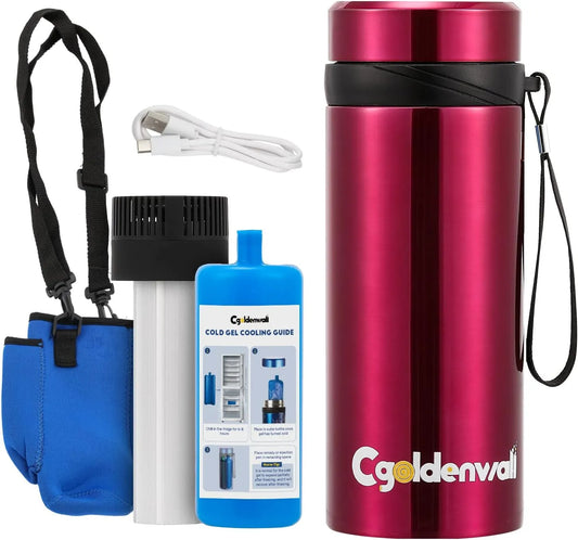 Medicijnkoeler, Cgoldenwall, 40 uur insuline koelkast, draagbare koelfles met USB-kabel en koelgel, twee koelmodi voor kamperen