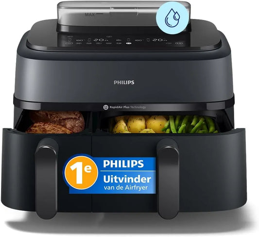Philips airfryer, Dubbele 5000 9L, met Stoomfunctie en RapidAir Plus