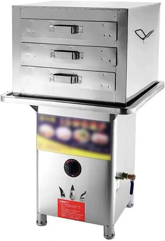 Elektrische oven, roestvrijstalen behuizing, stoomfunctie, Grote Commerciële Aardgas Rijst Noodle Roll Steamer, RVS Rijst Noodle Machine