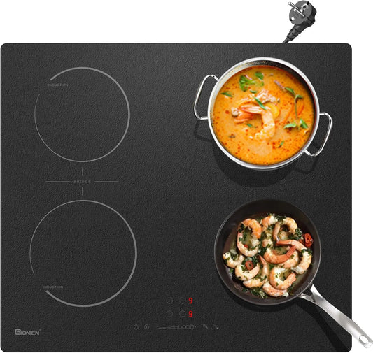 GITS470VDEF inductiekookplaat, 2800 W, 60 cm, met stekker, geïntegreerde elektrische kookplaat, plug in met brugzone