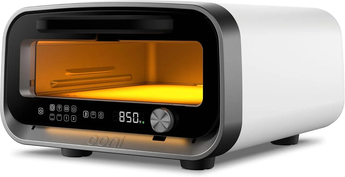 Pizzaoven, 30 cm, Ooni Volt 2 Elektrische, pizza-intelligentie, 90 seconden bakken, multifunctionele voor binnen, Polar White