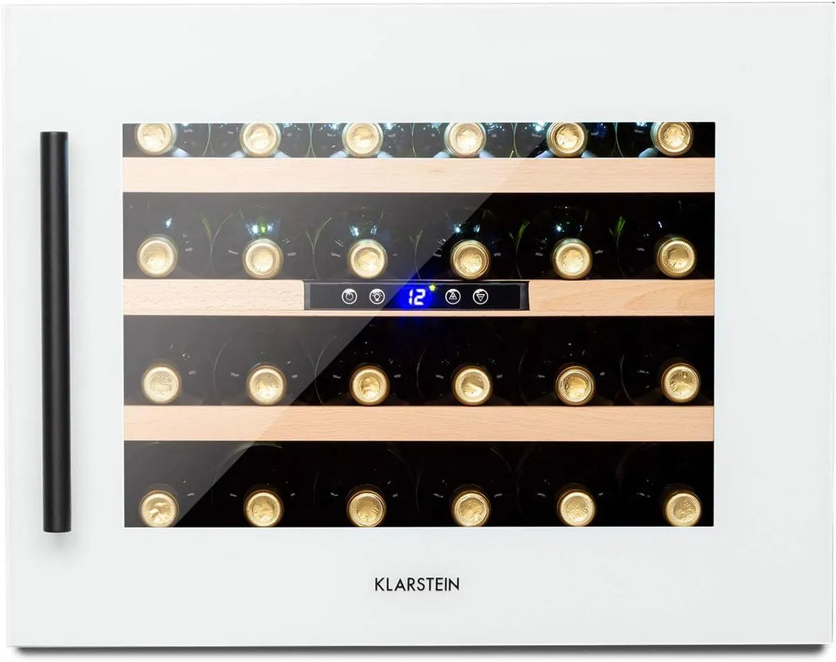 Klarstein wijnkoelkast, Vinsider Inbouw 24 Flessen 54cm Wit, temperatuurregeling voor wijnflessen achter een glazen deur