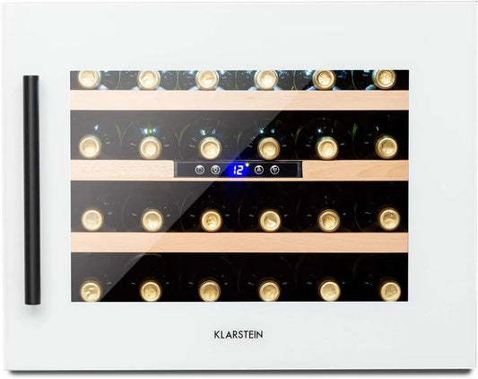 Klarstein wijnkoelkast, Vinsider Inbouw 24 Flessen 54cm Wit, temperatuurregeling voor wijnflessen achter een glazen deur